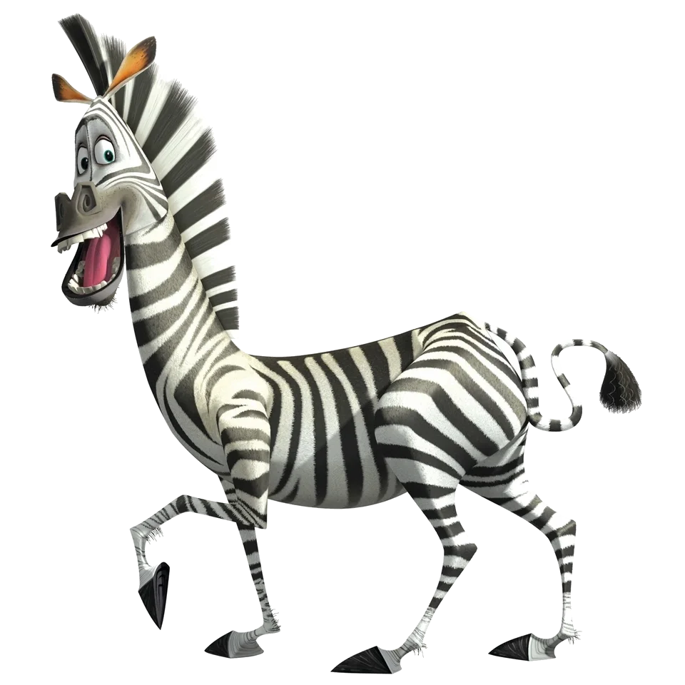 Playful Cartoon Zebra Clipart with Exaggerated Expressive Cartoon Styling