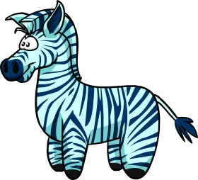 Whimsical Blue-Toned Zebra Clipart with Playful Cartoon Style Design