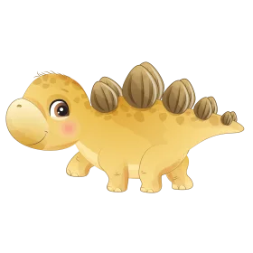 Adorable Cartoon Stegosaurus Clipart: Cute Yellow Dinosaur with Friendly Smile
