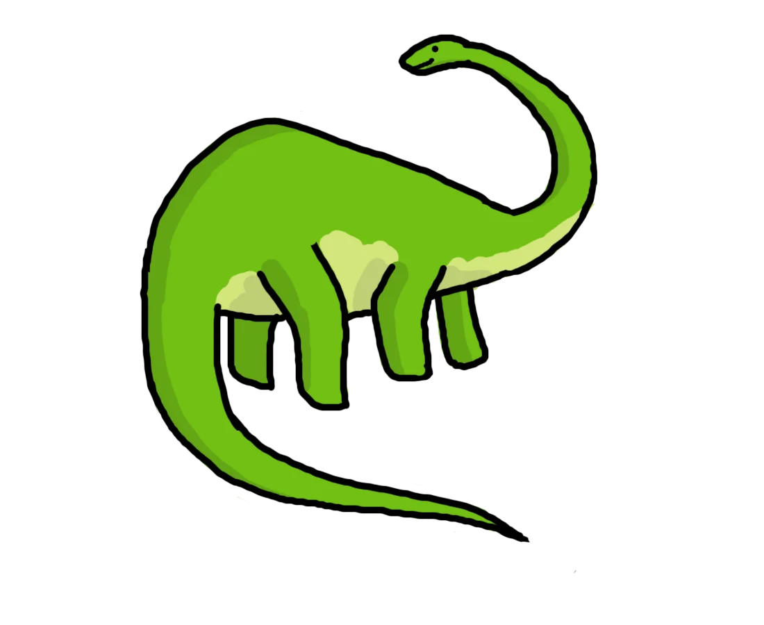 Adorable Green Brachiosaurus Dinosaur Cartoon Clipart Illustration for Kids
