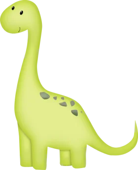 Adorable Green Brachiosaurus Dinosaur Clipart with Cute Smiling Expression