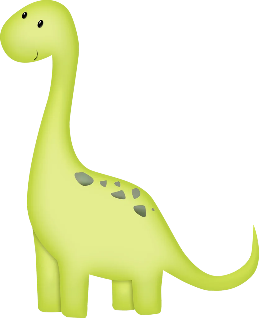 Adorable Green Brachiosaurus Dinosaur Clipart with Cute Smiling Expression