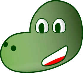 Adorable Green Cartoon Dinosaur Emoji Clipart with Playful Expression