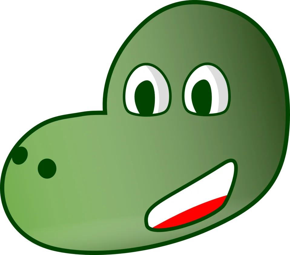 Adorable Green Cartoon Dinosaur Emoji Clipart with Playful Expression