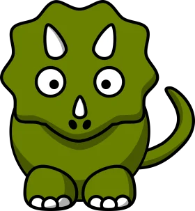 Adorable Green Triceratops Cartoon Clipart - Cute Prehistoric Character Design