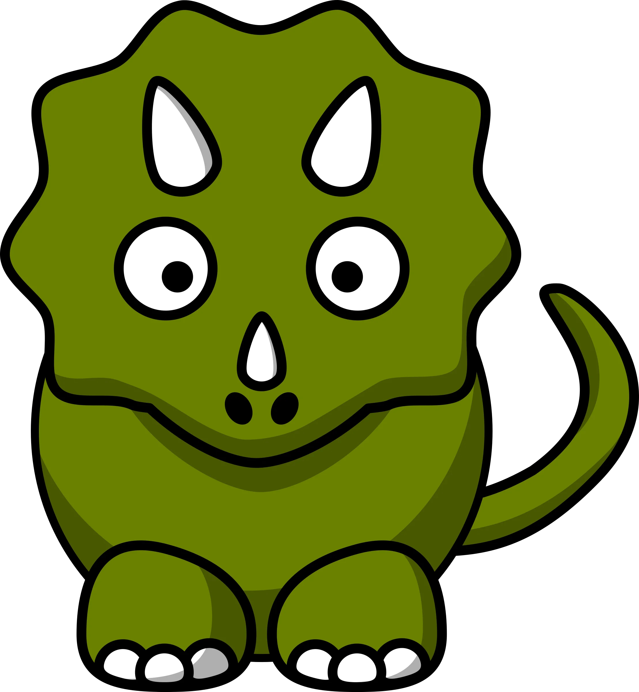 Adorable Green Triceratops Cartoon Clipart - Cute Prehistoric Character Design