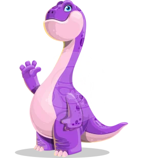 Adorable Purple Brachiosaurus Dinosaur Cartoon Clipart Character Design