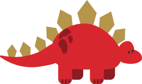 Adorable Red Stegosaurus Prehistoric Creature Cartoon Clipart Design