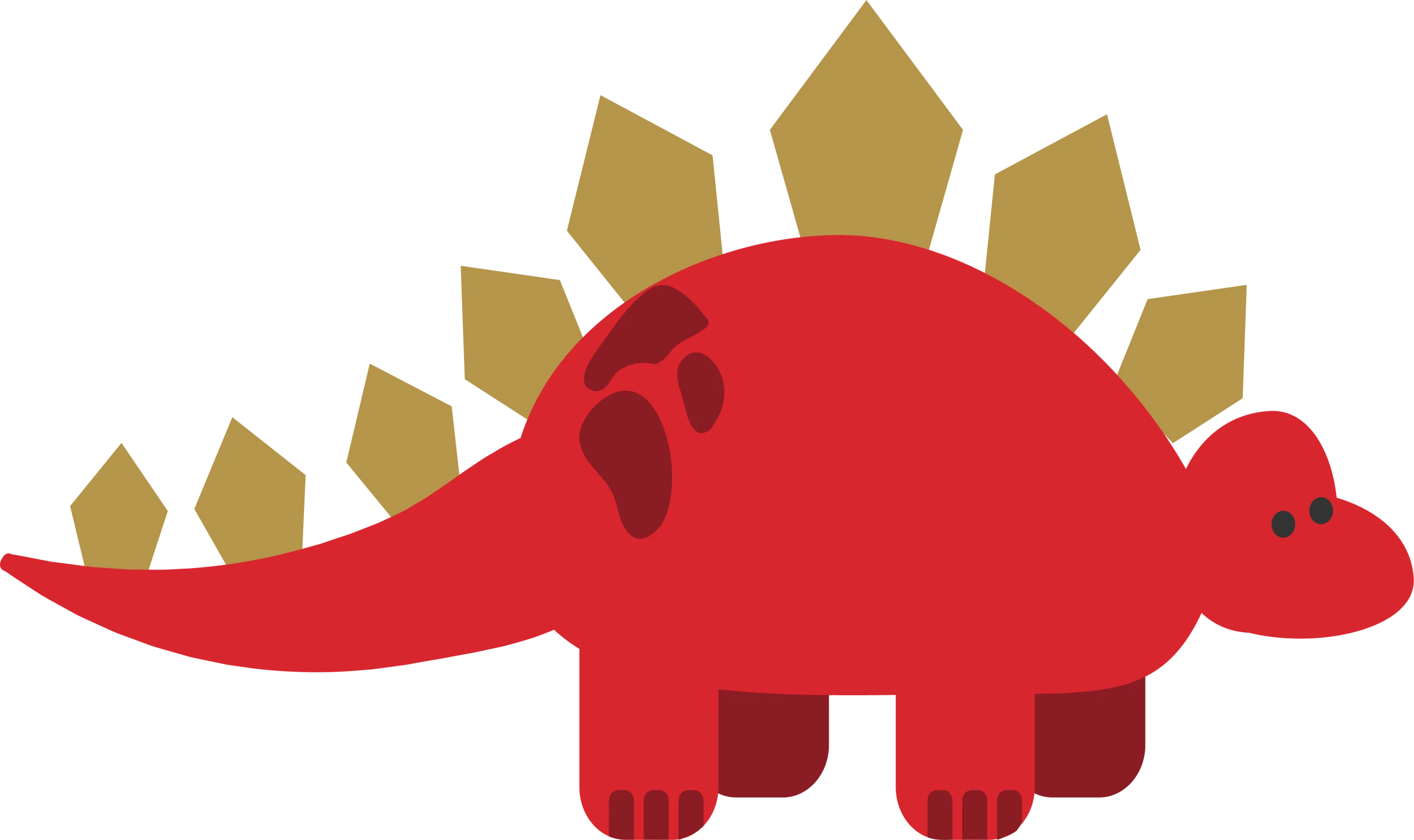 Adorable Red Stegosaurus Prehistoric Creature Cartoon Clipart Design