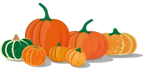 Autumn Harvest Celebration: Colorful Pumpkins Clipart Collection in Warm Tones