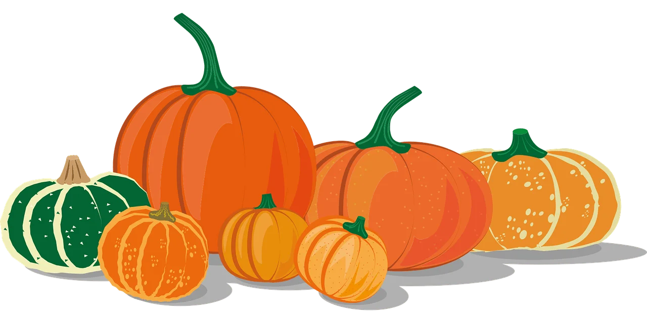 Autumn Harvest Celebration: Colorful Pumpkins Clipart Collection in Warm Tones