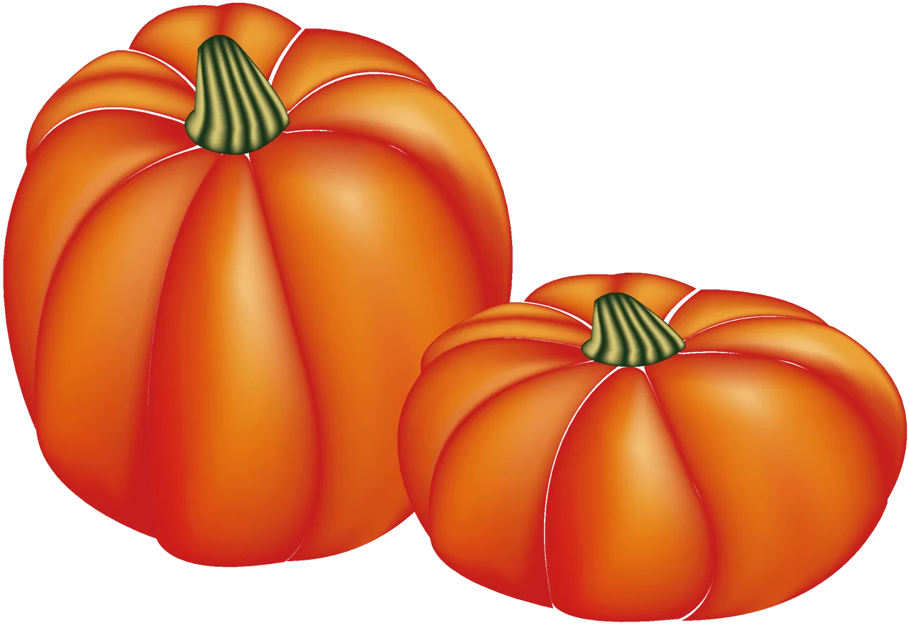 Autumn's Harvest Delight: Radiant Orange Pumpkins Clipart Illustration