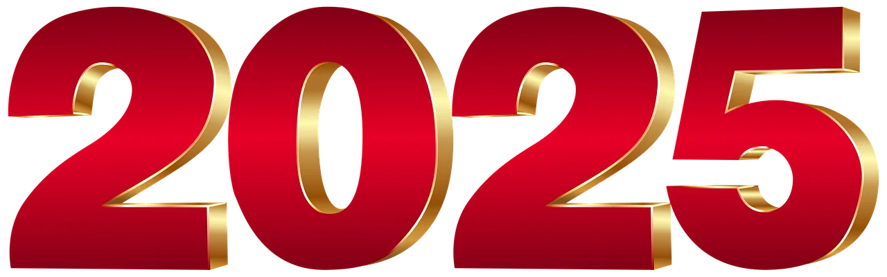 Bold and Gleaming 2025 New Year Celebration Metallic Clipart Design