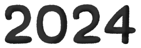 Bold and Modern 2024 Typography Clipart in Sleek Black Digital Design