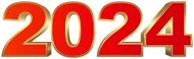 Bold Red and Golden Metallic 2024 New Year Celebration Clipart Design