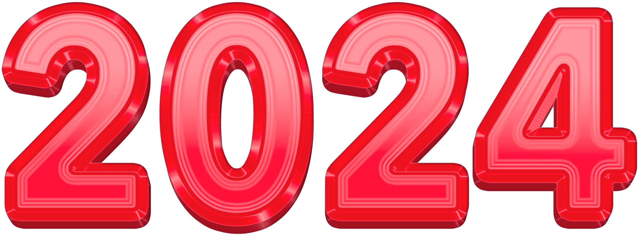 Bold Red Inflatable Number Balloon Clipart Celebrating New Year 2024