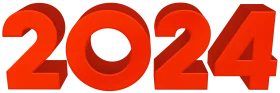 Bold Three-Dimensional Red Numerical Clipart Representing the Year 2024