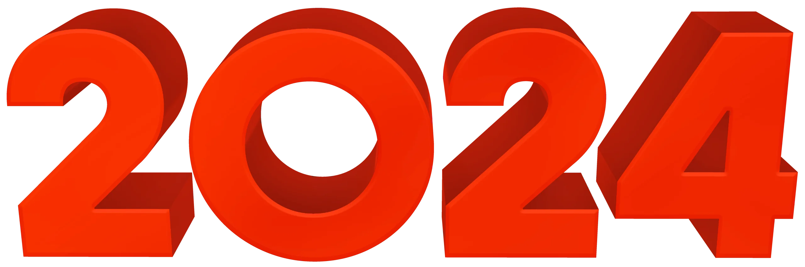 Bold Three-Dimensional Red Numerical Clipart Representing the Year 2024