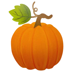 Charming Autumn Harvest Orange Pumpkin Leaf Stem Seasonal Clipart Illustration