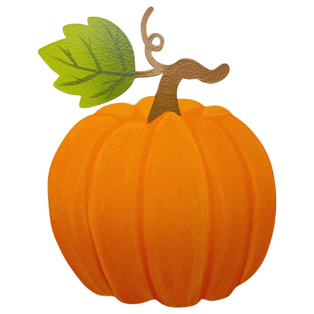 Charming Autumn Harvest Orange Pumpkin Leaf Stem Seasonal Clipart Illustration