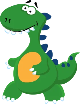 Cheerful Green Cartoon Dinosaur Clipart: A Playful Prehistoric Companion