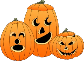 Cheerful Halloween Jack-o'-Lanterns Clipart Collection of Smiling Carved Pumpkins