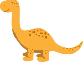 Cheerful Yellow Brontosaurus Dinosaur Cartoon Clipart Illustration for Kids