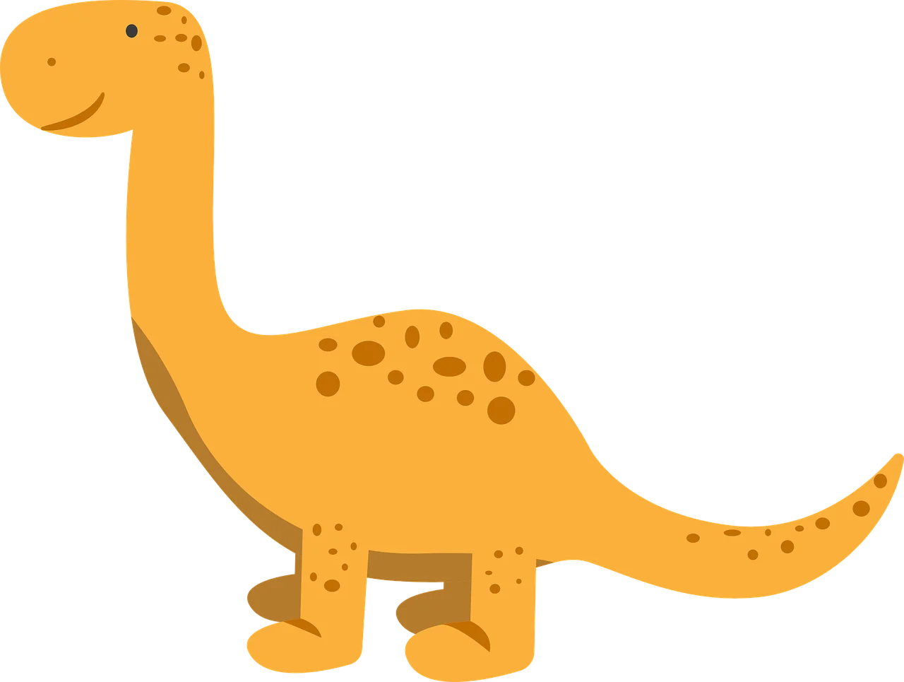 Cheerful Yellow Brontosaurus Dinosaur Cartoon Clipart Illustration for Kids