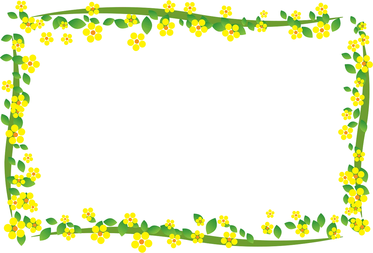 Cheerful Yellow Wildflowers Decorative Border Clipart Design Element