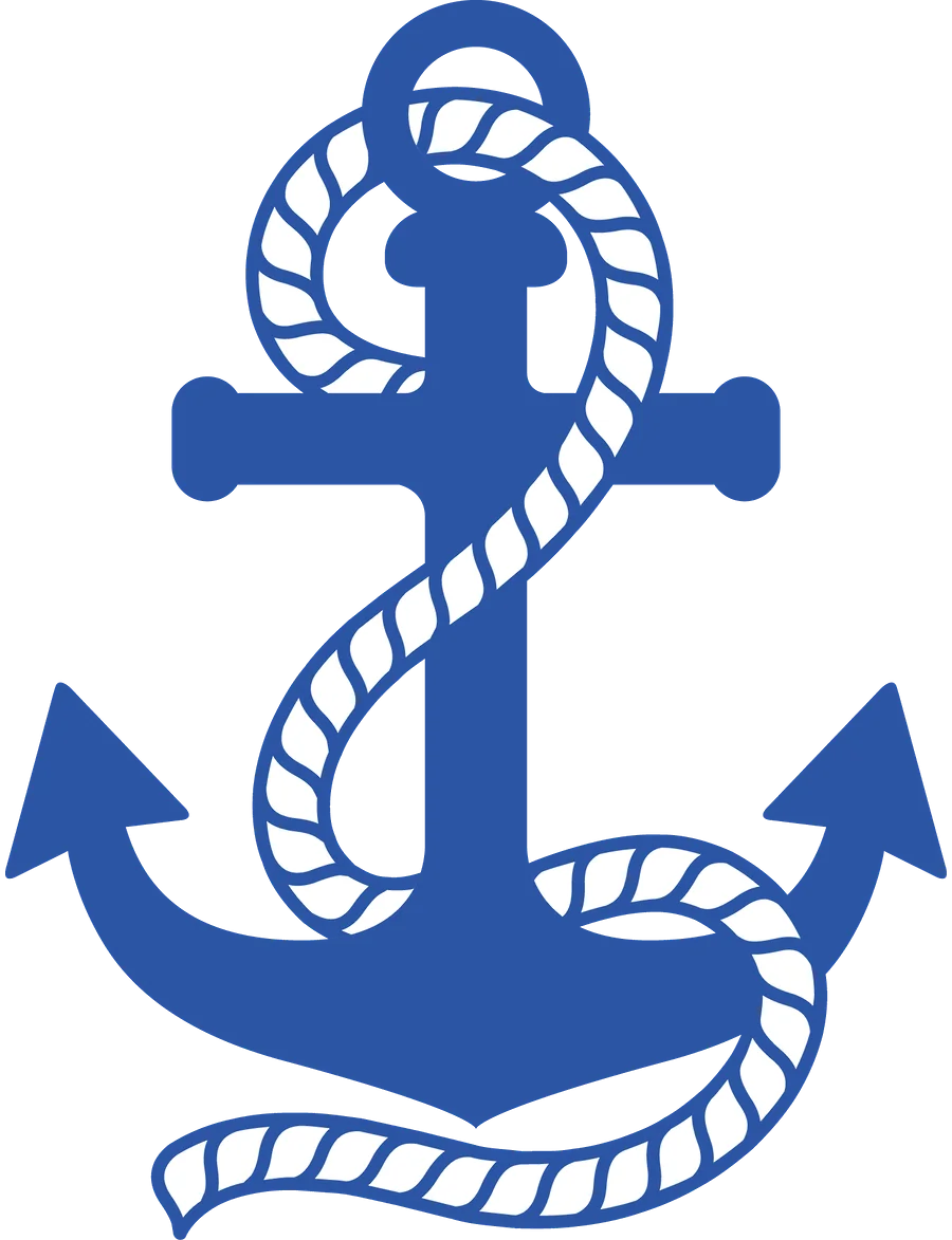 Classic Blue Nautical Anchor Clipart with Elegant Twisted Rope Design