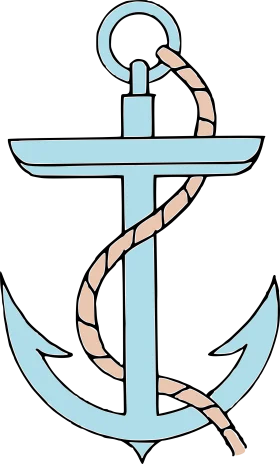 Classic Nautical Blue and Tan Anchor Clipart Illustration Design