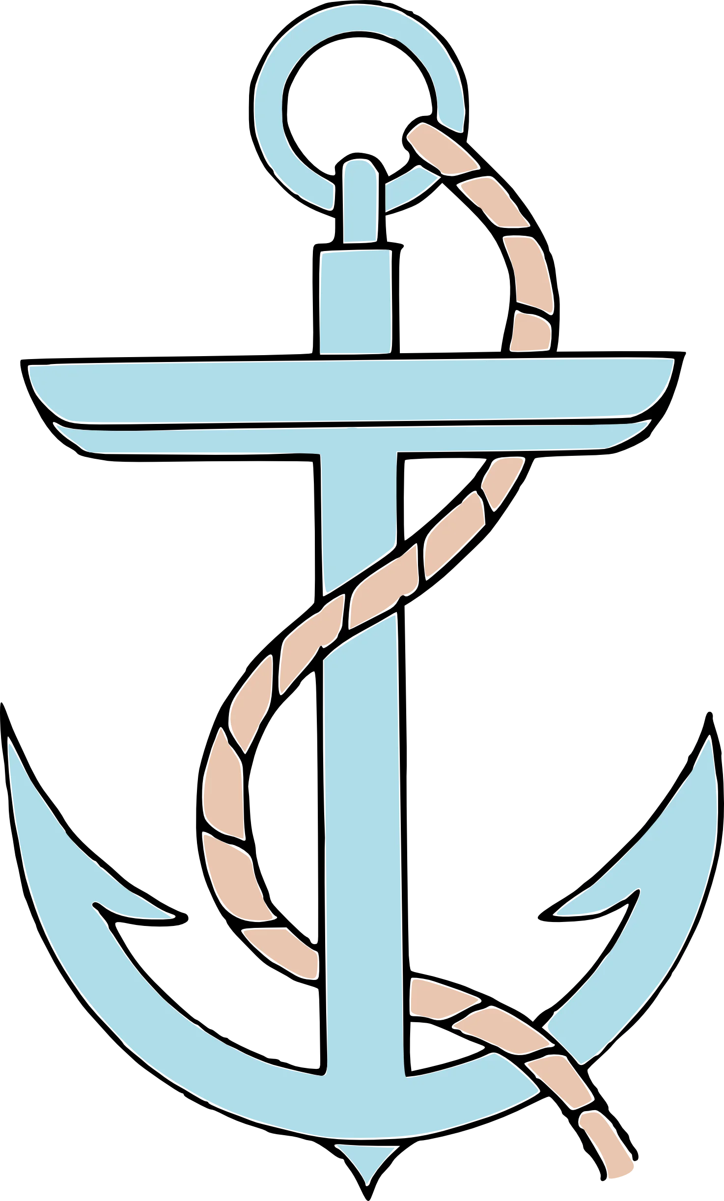 Classic Nautical Blue and Tan Anchor Clipart Illustration Design