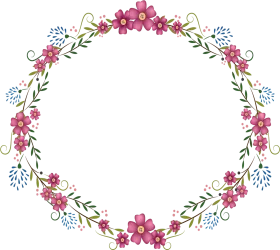 Delicate Pink Floral Wreath Clipart with Elegant Botanical Frame Design