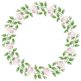 Delicate Soft Pink Roses and Verdant Leaves Floral Wreath Clipart Design
