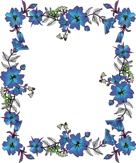 Elegant Blue Hibiscus Floral Frame Clipart: Whimsical Nature-Inspired Border Design