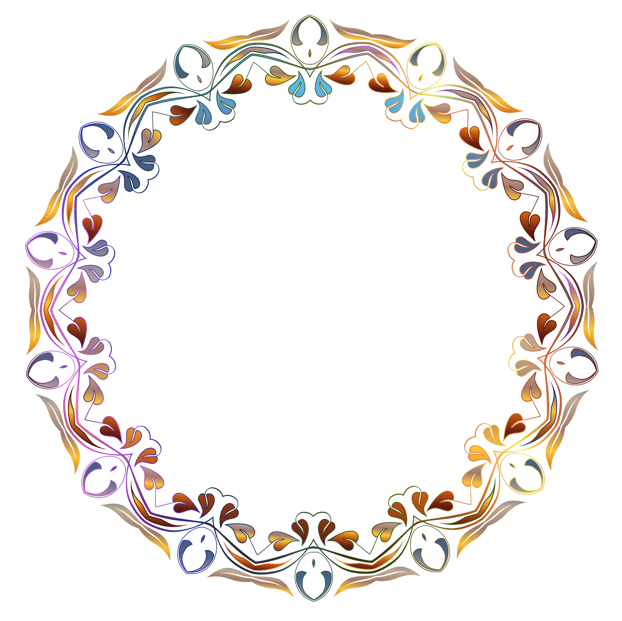 Elegant Floral Wreath Clipart with Graceful Swirling Ornamental Botanical Design