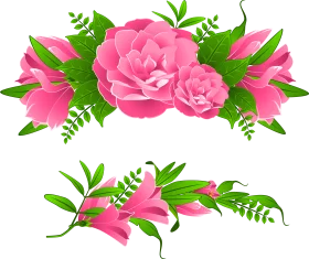 Elegant Pink Peony and Lily Floral Arrangement Decorative Clipart Design