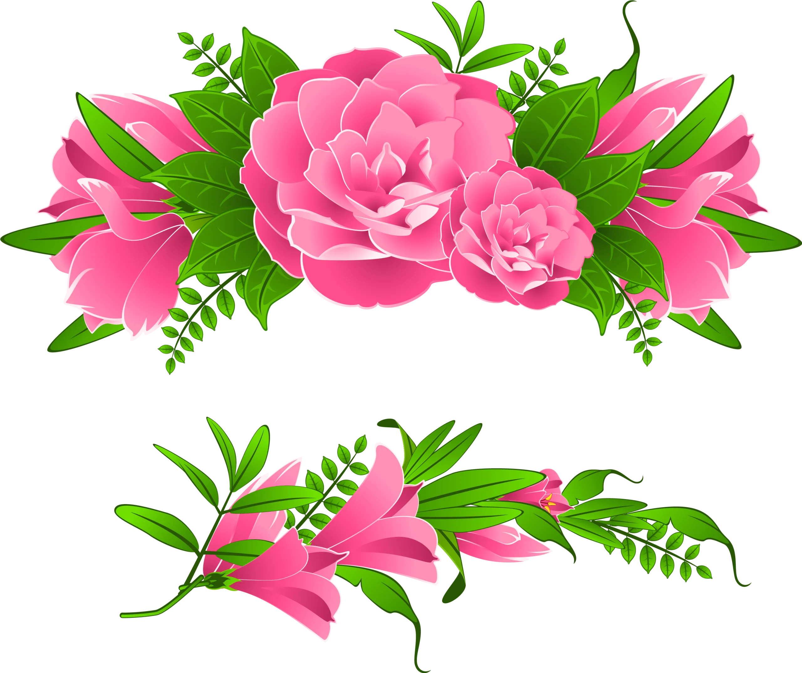 Elegant Pink Peony and Lily Floral Arrangement Decorative Clipart Design