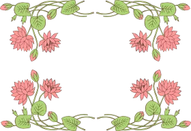 Elegant Soft Pink Lotus Flower and Green Leaf Ornamental Clipart Border Design