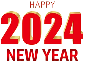 Festive 2024 New Year Celebration Bold Red and Gold Numeric Clipart Design