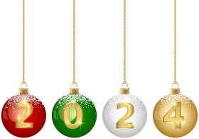 Festive 2024 New Year Celebration Christmas Ornaments Clipart Design