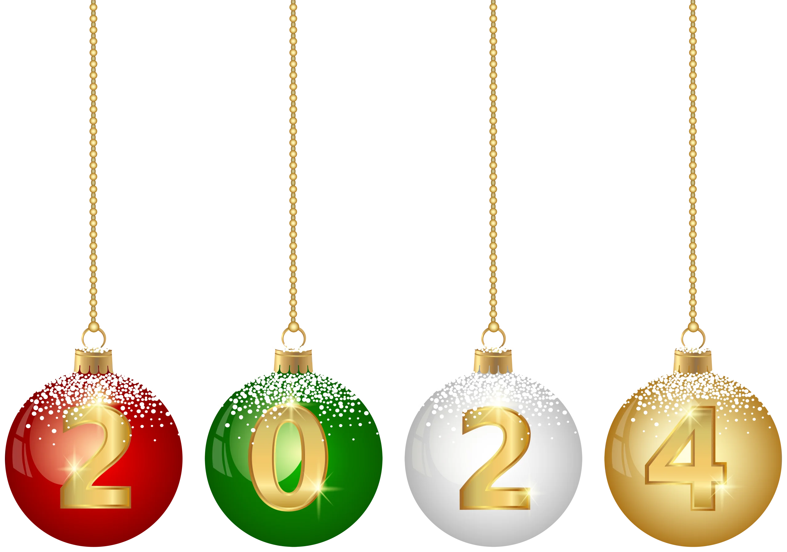 Festive 2024 New Year Celebration Christmas Ornaments Clipart Design