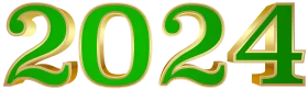 Festive Golden Green 2024 New Year Celebration Metallic Clipart Typography