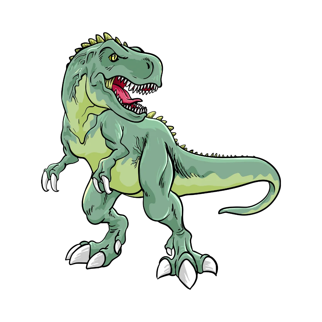 Fierce Green Tyrannosaurus Rex Standing Ready Prehistoric Creature Clipart