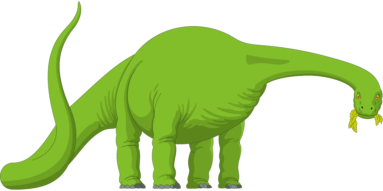 Green Brachiosaurus Long-Necked Herbivore Prehistoric Creature Clipart Illustration