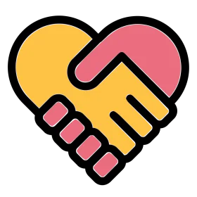 Heart-Shaped Handshake Clipart Symbolizing Unity and Collaboration in Warm Tones