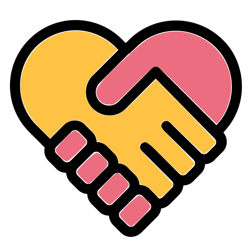 Heart-Shaped Handshake Clipart Symbolizing Unity and Collaboration in Warm Tones