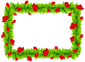 Lush Green Leafy Frame with Cheerful Red Roses Clipart Design Border