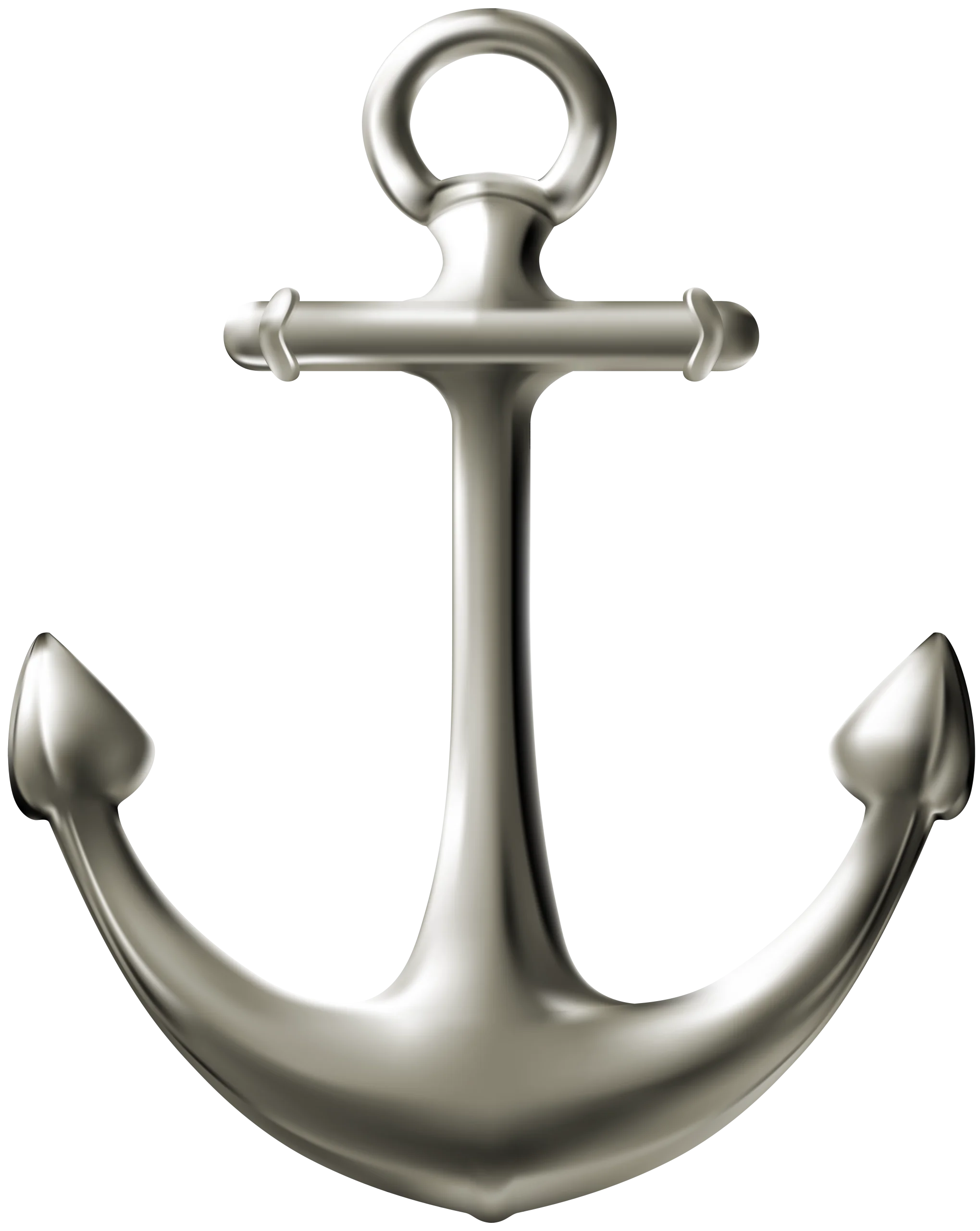 Metallic Maritime Anchor Clipart with Sleek Nautical Design and Polished Finish