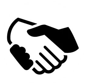 Minimalist Black and White Handshake Clipart Symbolizing Partnership and Agreement